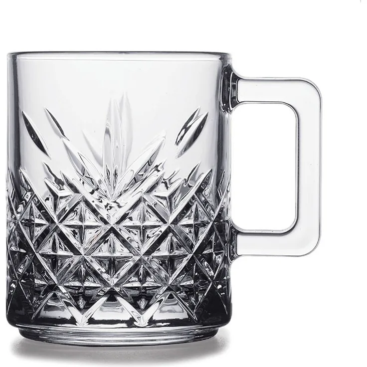 Pasabahce Timeless 2er-Gläser Set mit Henkel Teeglas Kaffeeglas Kristallglas-Optik Transparent 250ml