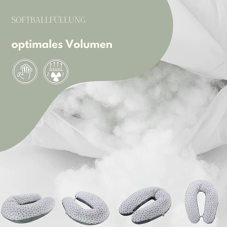 sei Design XXL Stillkissen 190x30 Schwangerschaftskissen Seitenschläferkissen Komfortkissen Erwachsene Baby Kissen mit Bezug 100% Baumwolle – Bild 2
