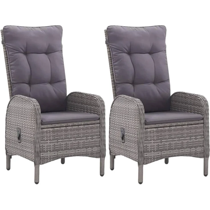 vidaXL 3-tlg. Garten-Essgruppe Poly Rattan und Glas Grau 3058522 – Bild 4