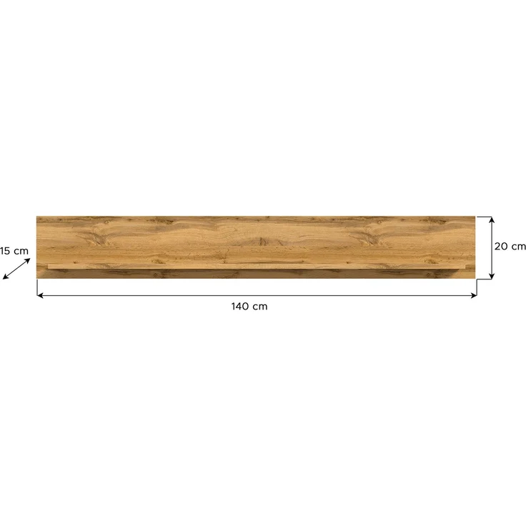 xonox. home Wohnen Jam X8BK6T50 Wandboard Wandregal Wandablage in Wotan Eiche Melamin und weiß Melamin, ca. B/H/T: 140 x 20 x 15 cm – Bild 3