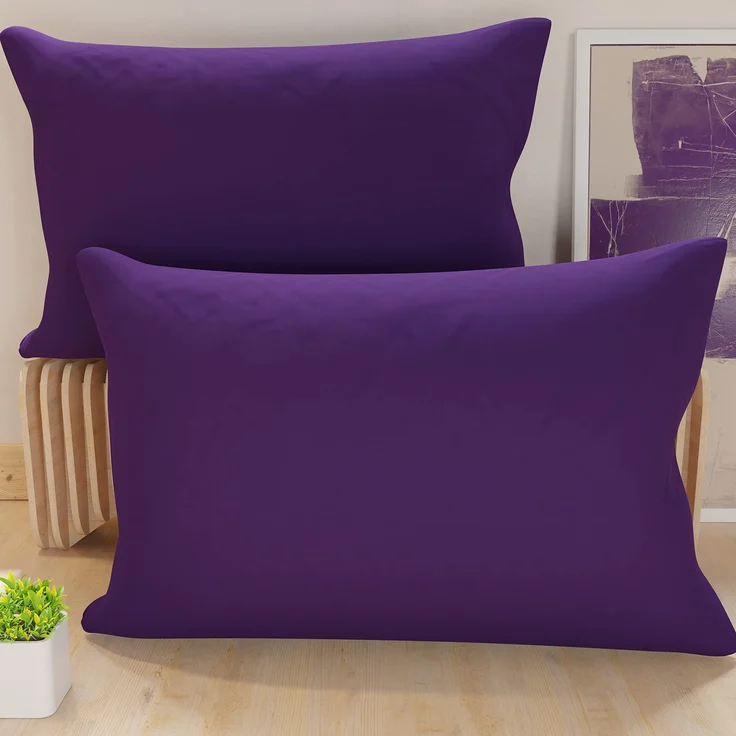PETTI Artigiani Italiani – 2er-Set Kissenbezüge 145x40 cm aus Mikrofaser, Zierkissenbezüge für Schlafzimmer & Sofa, Uni Violett, 100 % Made in Italy – Bild 1