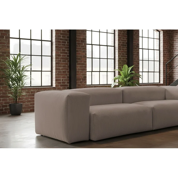 KAWOLA Sofa CELESTE 4-Sitzer mit Hocker Cord taupe 72 x 114 x 302 cm – Bild 5