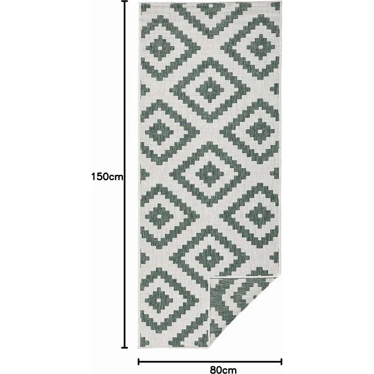 In- & Outdoor Teppich Malta Grün Creme - 80x150x0,5cm – Bild 2