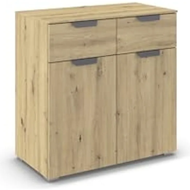 rauch Aditio Box, Kommode, 2-türig, 2 Schubladen, mit Softclose-Funktion, Farbe Eiche Artisan, BxHxT 80x81x42cm