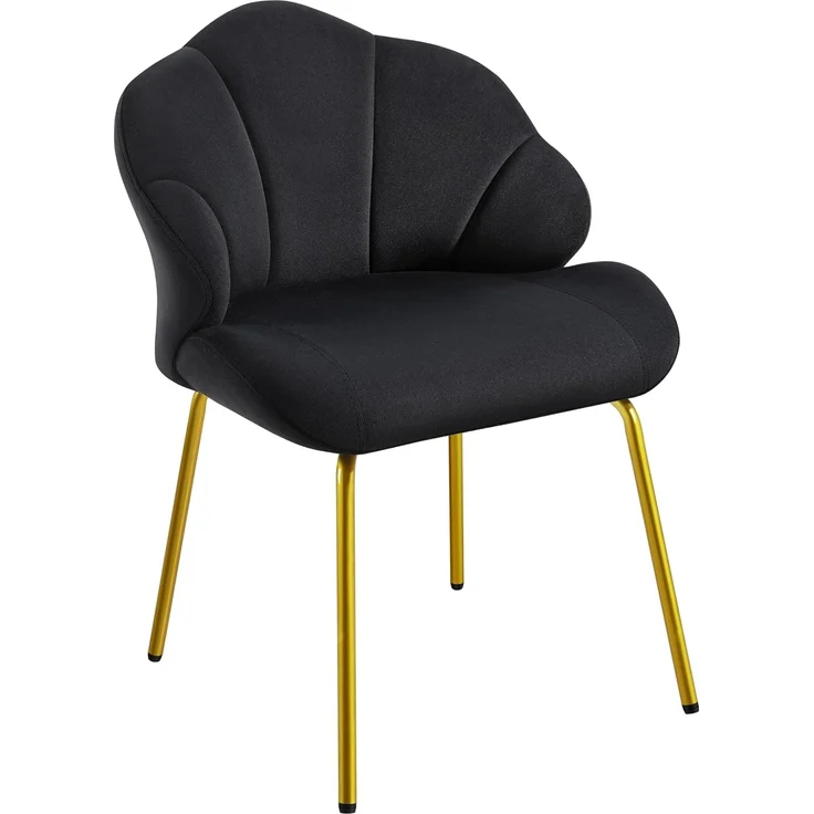 Yaheetech Sessel Loungesessel in Muschelform, Ohrensessel modern, Polsterstuhl mit Metallbeinen, Polyester, für Wohnzimmer/Schminktisch/Schlafzimmer, Schwarz – Bild 1
