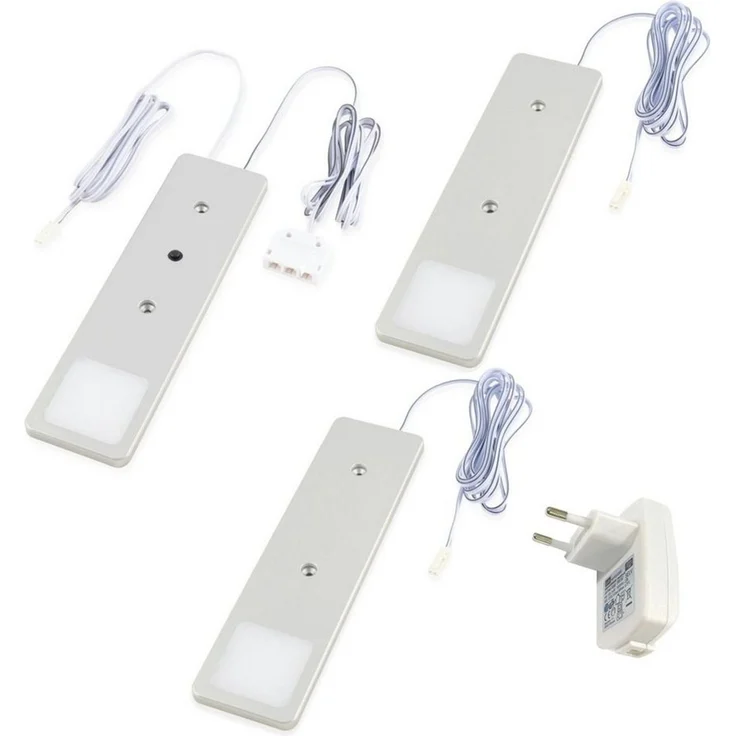 kalb LED Unterbauleuchte LED Unterbauleuchte Solid2, SET silbergrau, mech. Schalter, 3W, 3er Set neutralweiß, warmweiß/neutralweiß – Bild 1