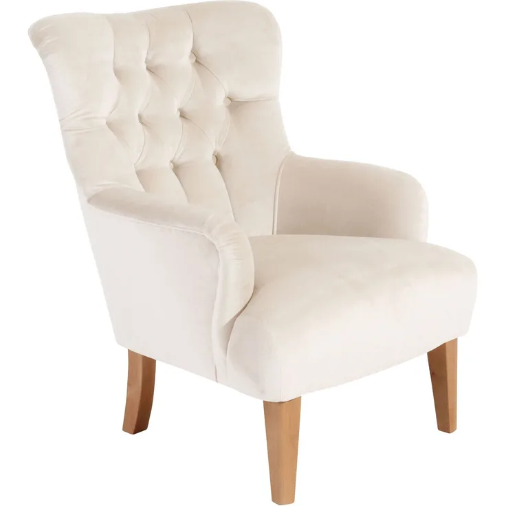 Sessel Kaiya Bezug Samtvelours Buche natur / creme 21228