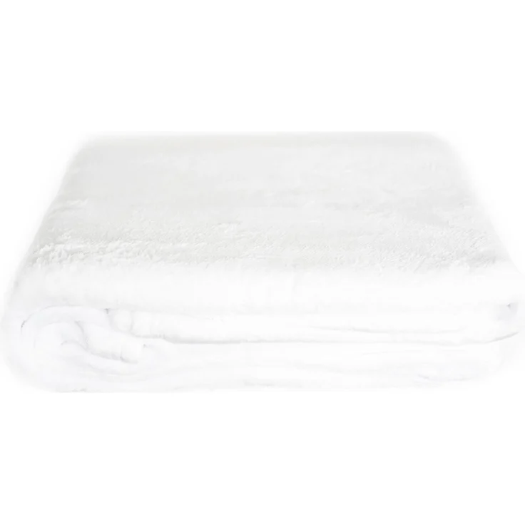 Kuschelige Decke 150x200 cm Fleecedecke Wohndecke aus Polyester Tagesdecke Weiß – Bild 1