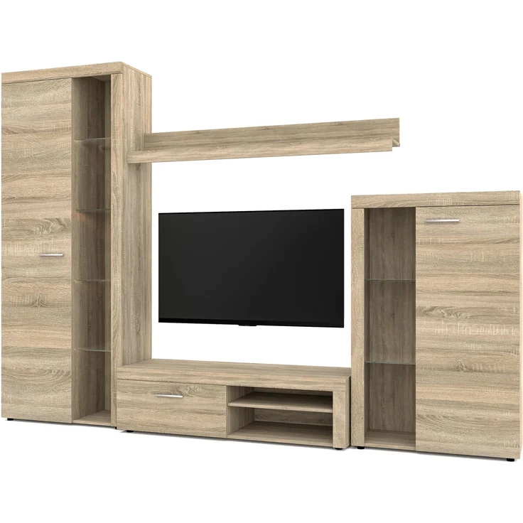 AX LIVING Spacoro Wohnwand Sonoma Eiche Wohnzimmerschrank 270 cm – Bild 3