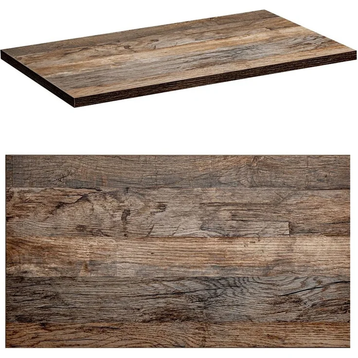 Waschtischunterschrank 80cm mit Regal & Keramikbecken PUEBLA-56-TAUPE in taupe mit Vintage Oak, B/H/T ca.: 80,4/62,5/46 cm – Bild 9