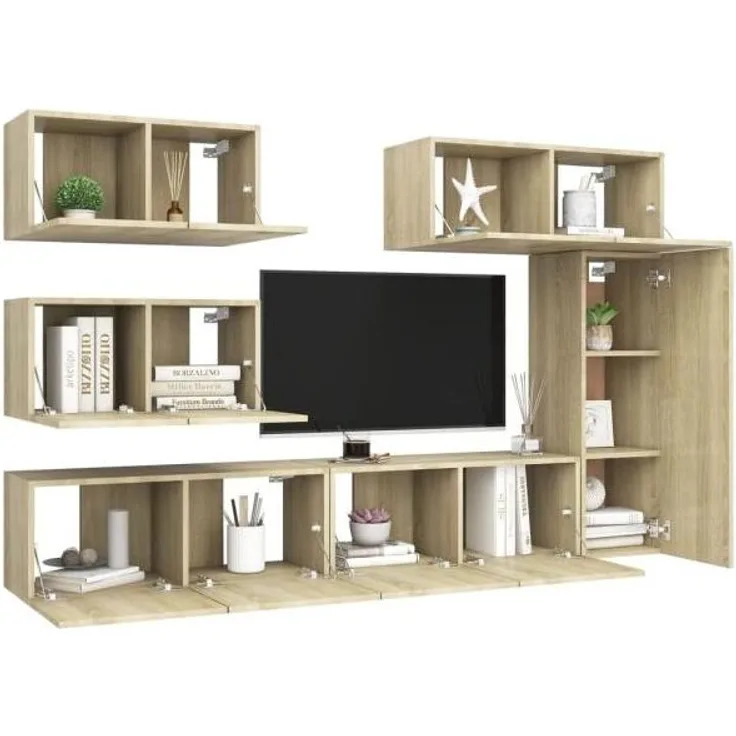 vidaXL 6-tlg. TV-Schrank-Set Sonoma-Eiche Spanplatte [3079030]