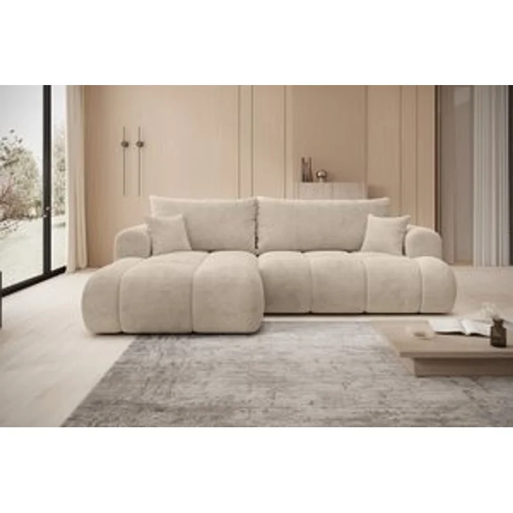 thematys Ecksofa TREVIO 260 x 165 cm, mit Schlaffunktion, mit Bettkasten, Beige (Poso 105), Ausrichtung links – Bild 7