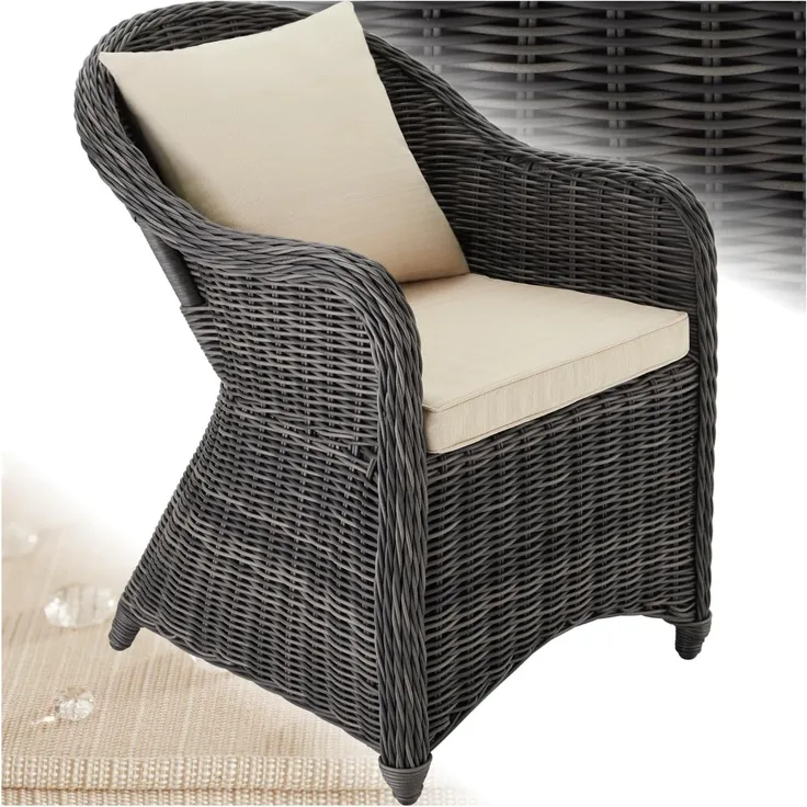 tectake Rattanstuhl Rattansessel (1x Komplettset, 1 St), mit Aluminiumgestell