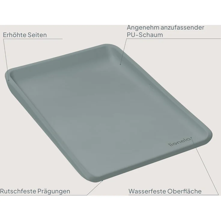 Lionelo Megs Wickelauflage für Wickeltische, wasserdicht, waschbar, multifunktional, weicher PU-Schaum, ca. 50x70 cm, sicher, rutschfest, Designer – Bild 9