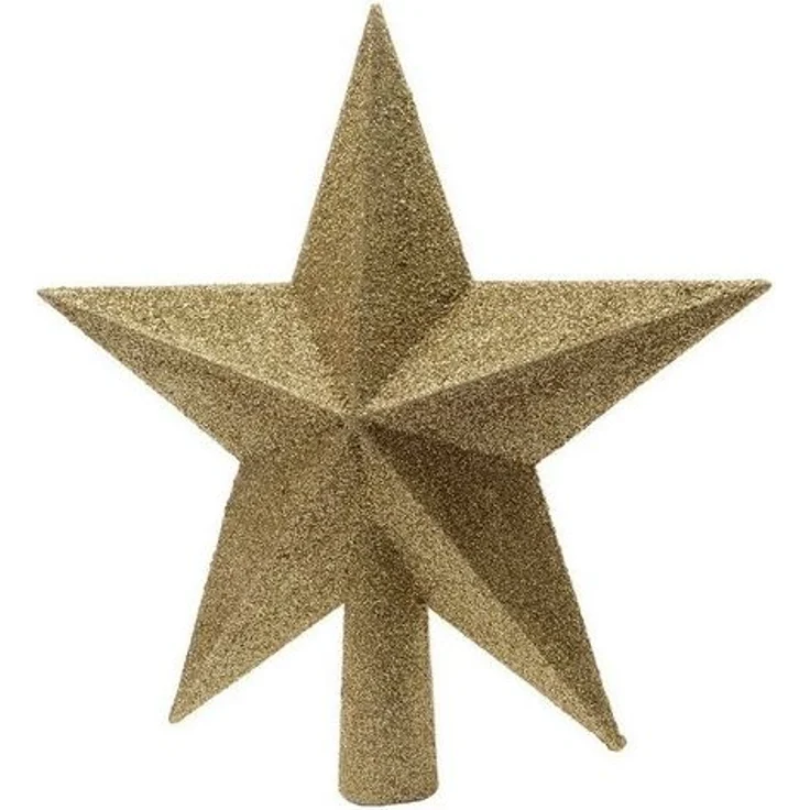 Kaemingk Christbaumspitze, Christbaumspitze Stern mit Glitzer 19cm Kunststoff, hellgold – Bild 2