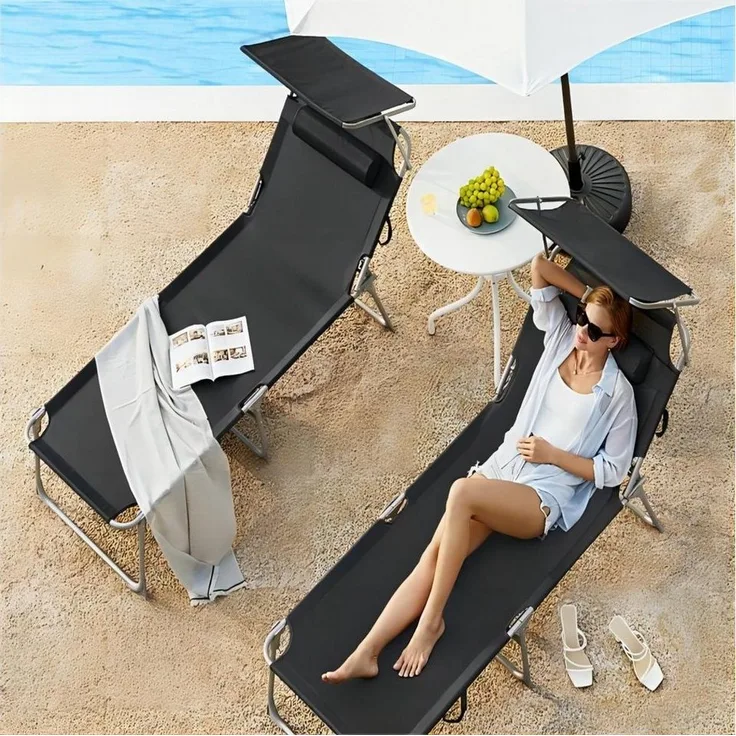 SONGMICS Gartenliege, 2 St, Große Sonnenliege,klappbarer Liegestuhl,200x71x38cm