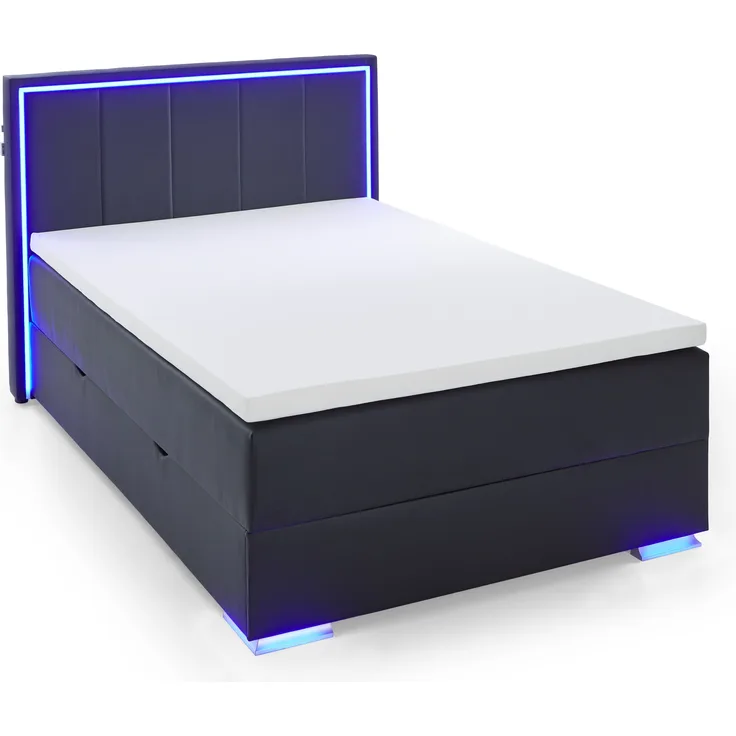 Colorado II Boxspringbett schwarz Kunstleder 209cm x 151cm x 121cm