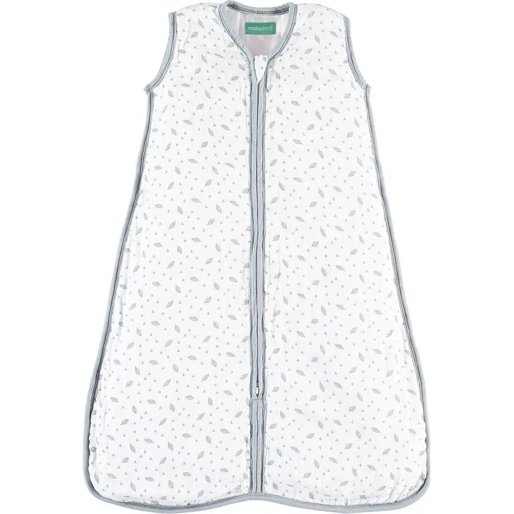 molis&co - Baby Schlafsack ärmellos - Ideal für Frühling und Herbst - Babyschlafsack 1 tog ohne Ärmel - Leicht gepolstert - Babyschlafsack Neugeborene - Premium-Musselin - Baumblättern (95 cm)