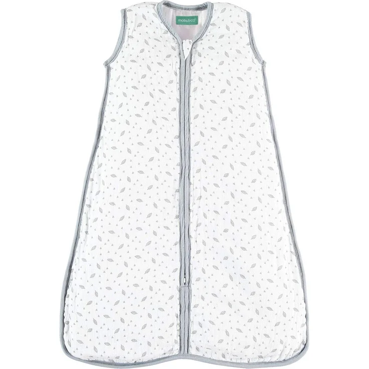 molis&co - Baby Schlafsack ärmellos - Ideal für Frühling und Herbst - Babyschlafsack 1 tog ohne Ärmel - Leicht gepolstert - Babyschlafsack Neugeborene - Premium-Musselin - Baumblättern (95 cm)
