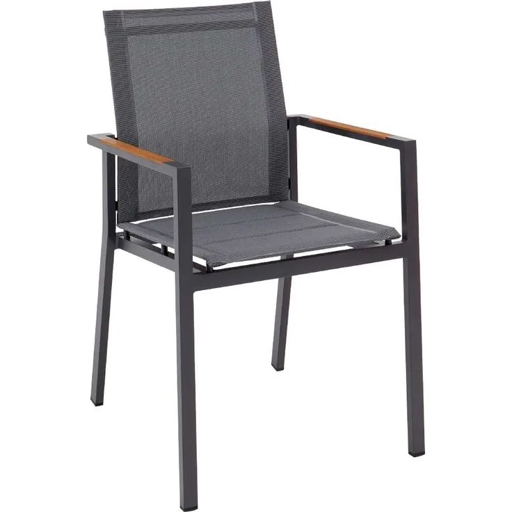 Gartenstuhl Aline II, Aluminium, Grau, Schwarz, 56 x 85 x 60 cm