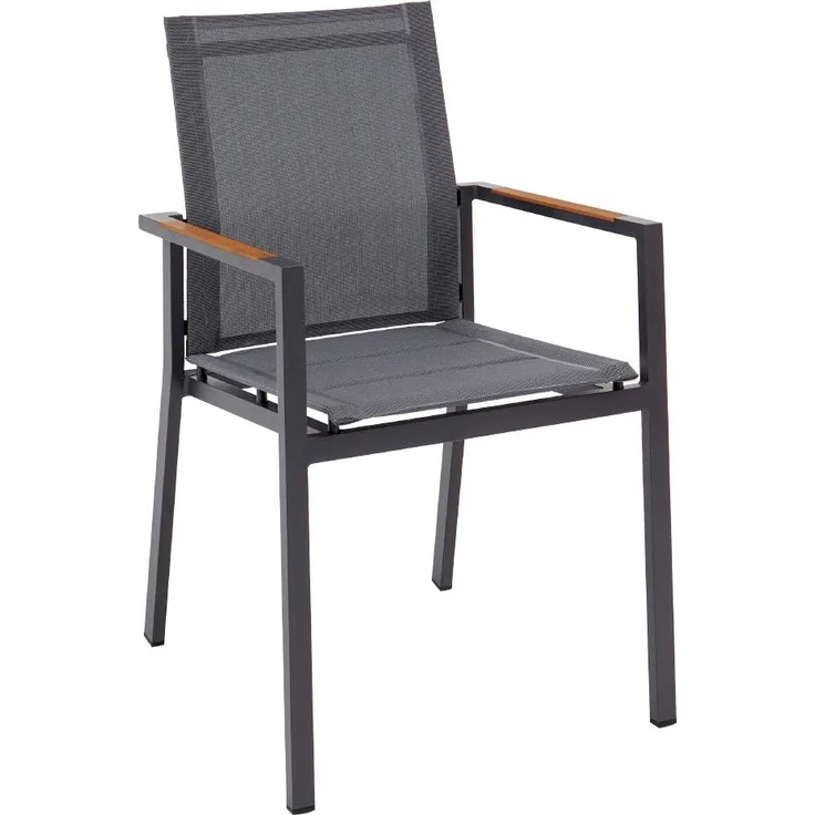 Gartenstuhl Aline II, Aluminium, Grau, Schwarz, 56 x 85 x 60 cm – Bild 1