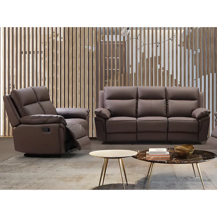 Vente-unique - Relaxgarnitur 3+2 - Büffelleder - Braun - PAKITA