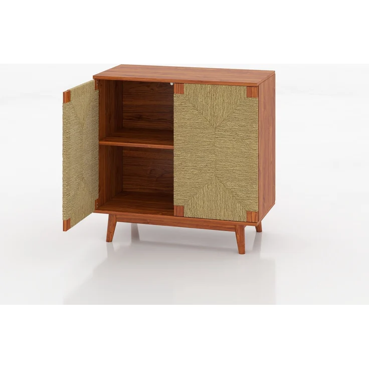 DESVIAE Sideboard Braun aus Holzwerkstoff – 79x78x39,5 cm – Papierseil-Flechtung, verstellbarer Einlegeboden – Bild 7