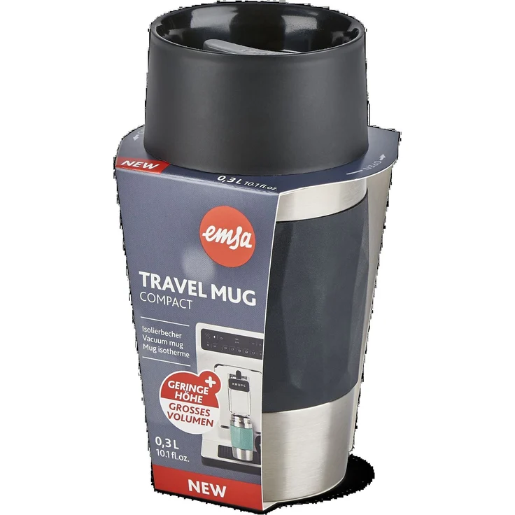 EMSA 'Travel Mug Compact' Thermobecher, Edelstahl, schwarz, 300 ml – Bild 1