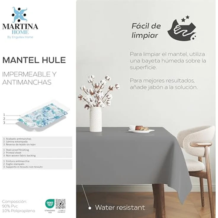 Martina Home Wachstuchtischdecke, TER, Grau, 180x140 cm – Bild 5