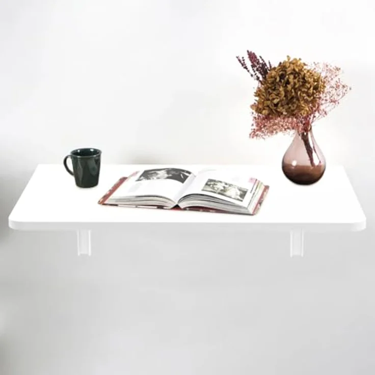 Shally Dogan Klappbarer Wandtisch, 80x60 cm, aus Holz, zusammenklappbar, platzsparend, vielseitig, Schreibtisch, Esstisch, Wohnzimmer, Badezimmer, Küche (weiß) – Bild 10