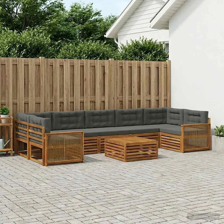 vidaXL Outdoor-Sofagarnitur 8 stk. 7-Sitzer Natur und Anthrazit 3383150