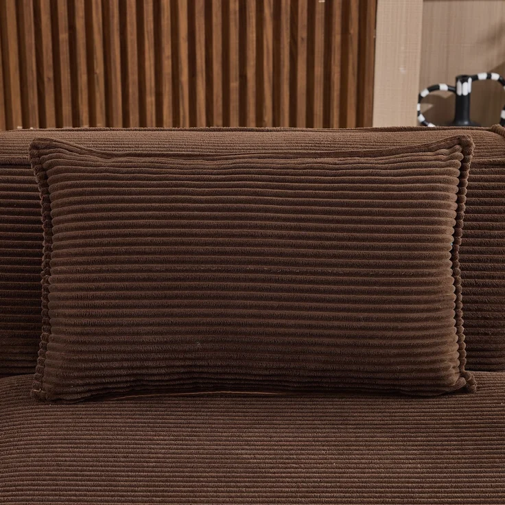 LVHOM Ecksofa 2 Sitzer, Modulares Sofa 235 cm breit, L-Form Sofa mit 2 Kissen, Schlafsofa aus Cordstoff, kein Aufbau erforderlich, Braun – Bild 8