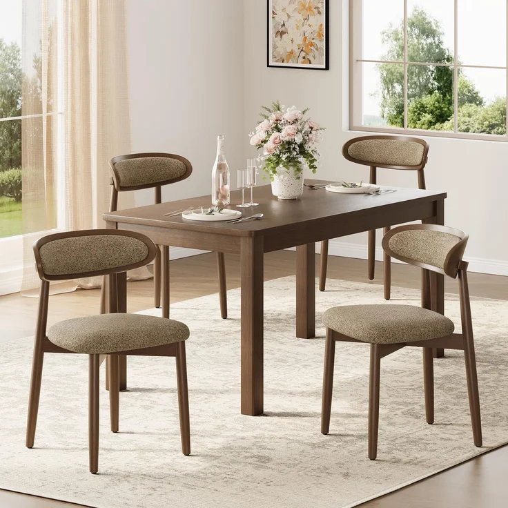 MALOL Esszimmerstühle 4er Set, Stühle Esszimmer, Ergonomischer Stuhl mit Massivholzrahmen, 5cm Schaumpolsterung, Bequeme Polstersitzfläche, Küchenstuhl für Zuhause und Gewerbe, Kamel