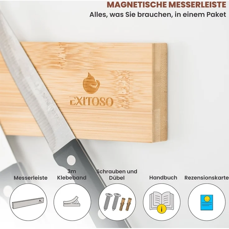 Exitoso Messerleiste 40 cm - magnetisch und selbstklebend, Mühelose Installation für Löffel Gabeln Schlüssel Werkzeuge – Bild 5