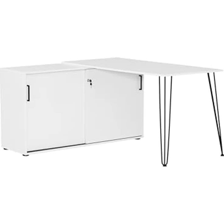 Schildmeyer Ekko Eckschreibtisch, Holzwerkstoff, mattweiß, 130 x 145 x 73,8 cm – Bild 3