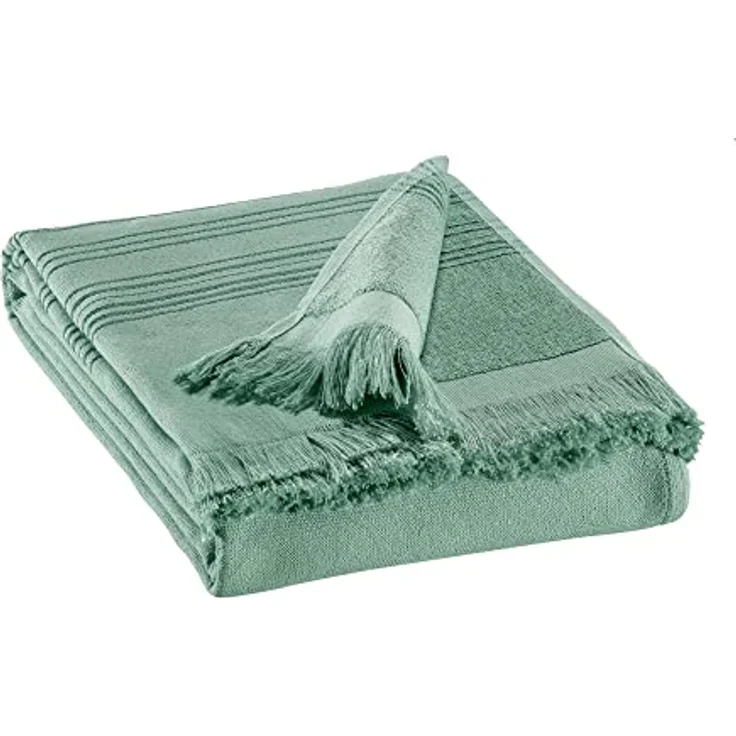 Vivaraise Hammam-Tuch Cancun, Salbeigrün, 100% Baumwolle, 90x180 cm, mit Voile- und Frotteeseite, für Wellness und Freizeit – Bild 1