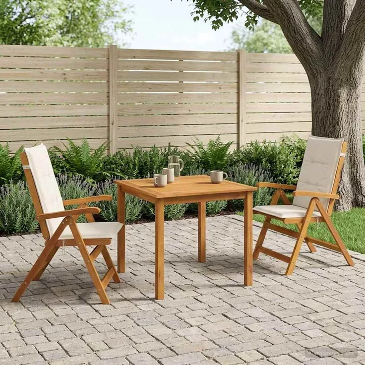 vidaXL 3-teilige Garten-Essgruppe 2-Sitzer Creme Massivholz Akazie 3434590