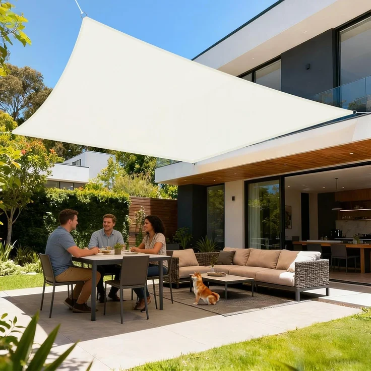 LOVE STORY Sonnensegel Wasserdicht 2x3 m Rechteckig PES Polyester Sonnenschutz Windschutz Balkon Terrasse 95% UV-Schut,für Balkon Garten,Cremeweiß – Bild 1