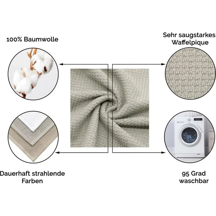 ZOLLNER Seiftuch, (10-St), 30x30 cm, 100% Baumwolle, vom Hotelwäschespezialisten, Waffelpique, Grau – Bild 3
