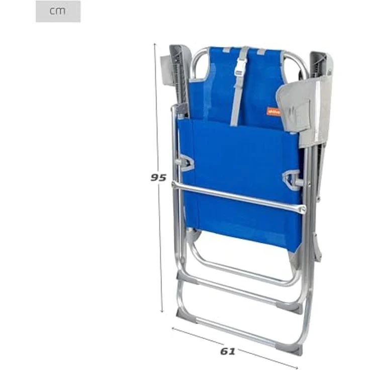 AKTIVE 62631 Strandstuhl, zusammenklappbar, sehr robust, tragbarer Klappstuhl, 47 x 63 x 99 cm, inkl. Kissen, Gittertasche und Seitentasche, Strandstühle – Bild 6