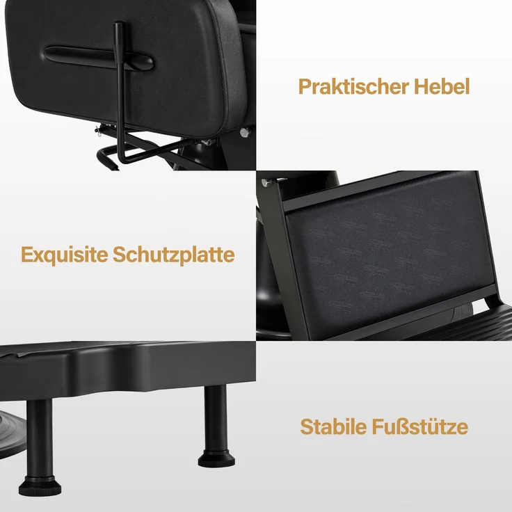 BarberPub Friseurstuhl mit Kopfstütze Kippbar, Friseureinrichtung mit Hydraulikpumpe 360° Drehbar, Bedienungsstuhl Höhenverstellbar, Barber Stuhl Friseurstühle Kunstleder, 3856 – Bild 5