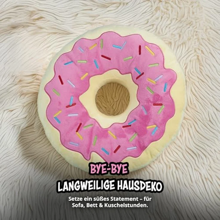 United Labels® Dekokissen Donut Kissen Plüsch Dekokissen Zierkissen rundes Kopfkissen 40 cm – Bild 7