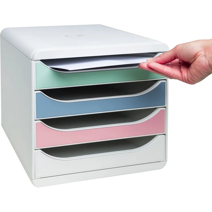 EXACOMPTA Aufbewahrungsbox Schubladenbox BIG BOX, 4 Schubladen, AutentiK Farben sortiert 310303D, Boxen einzen – Bild 2