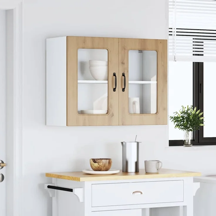 vidaXL Küchen-Hängeschrank mit Glastür Kalmar Artisan-Eiche Holzwerkstoff 853616 – Bild 2