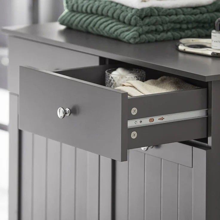 SoBuy BZR33-DG Wäscheschrank, MDF, Lackiert, Dunkelgrau, 78 x 91 x 37 cm – Bild 6