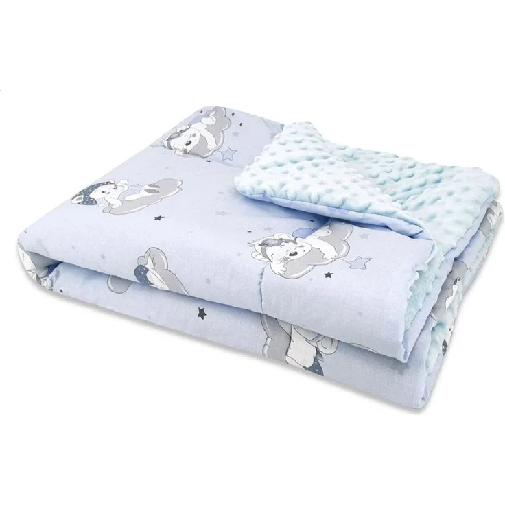 Bären Minky Steppdecke für Babys – Blau – Bild 1