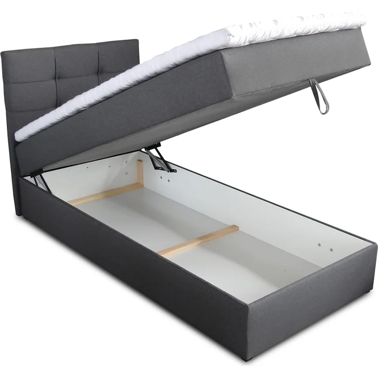 Boxspringbett Best Mini mit Bettkasten und Matratzentopper - Einzelbett mit Bonell-Matratze und Topper, Polsterbett, Bett, Schlafzimmer (Beige (Inari 22), 90 x 200 cm) – Bild 4