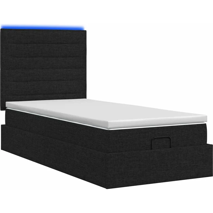 vidaXL Ottoman-Bett mit Matratze und LED Schwarz 100 x 200 cm Stoff 3457967 – Bild 9