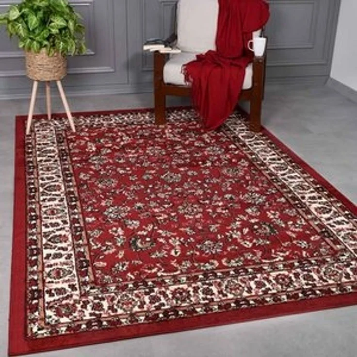 Vimoda Orientteppich Kurzflor Teppich Wohnzimmer Rot, Rechteckig, Höhe: 8 mm, Klassischer Läufer mit Kunstvollem Ornamenten Schlafzimmer teppich – Bild 6