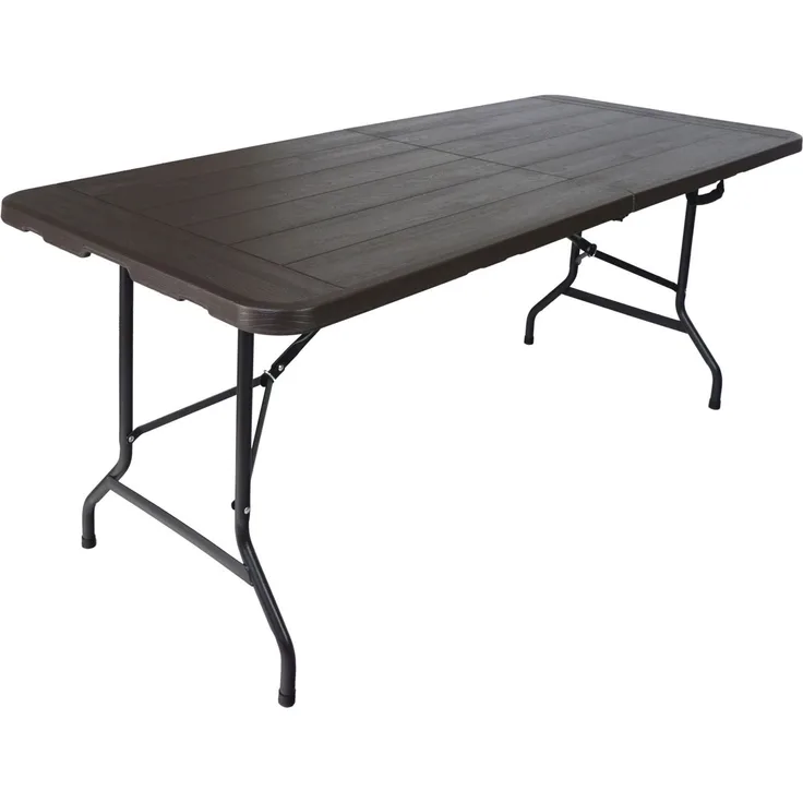 Buffettisch Klapptisch 180 x 75 cm Holzoptik klappbar Kunststoff Gartentisch Bierzelttisch